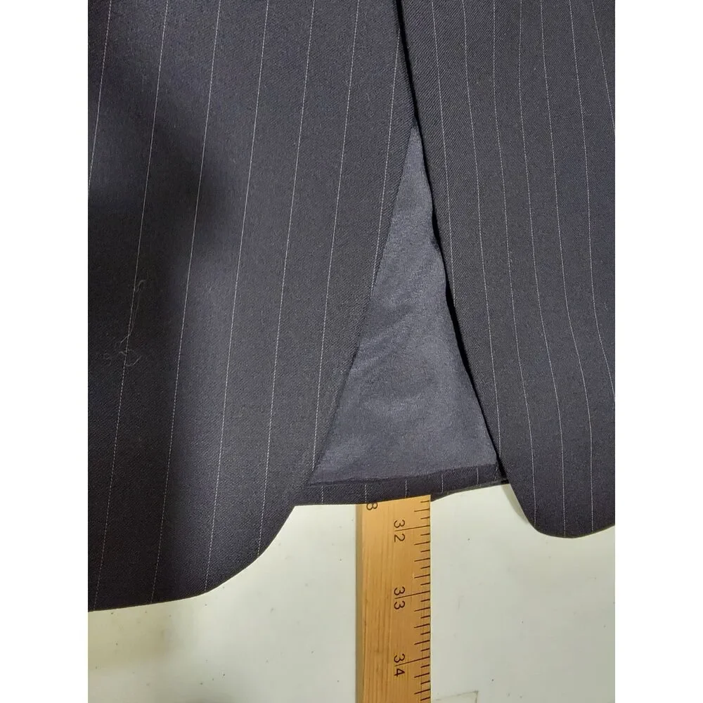 Lauren Ralph Lauren Men's Navy Wool Pinstripe Two Button Blazer Suit Jacket- 41R